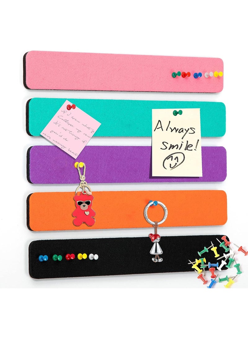 Arabest 5 Pack Felt Pin Board Bar Strips Bulletin Board for Bedrooms Offices Home Wall Decoration, Notice Board Self Adhesive Cork Board with Push Pins for Paste Notes, Photos, Schedules (Multi-Color) - Image 1